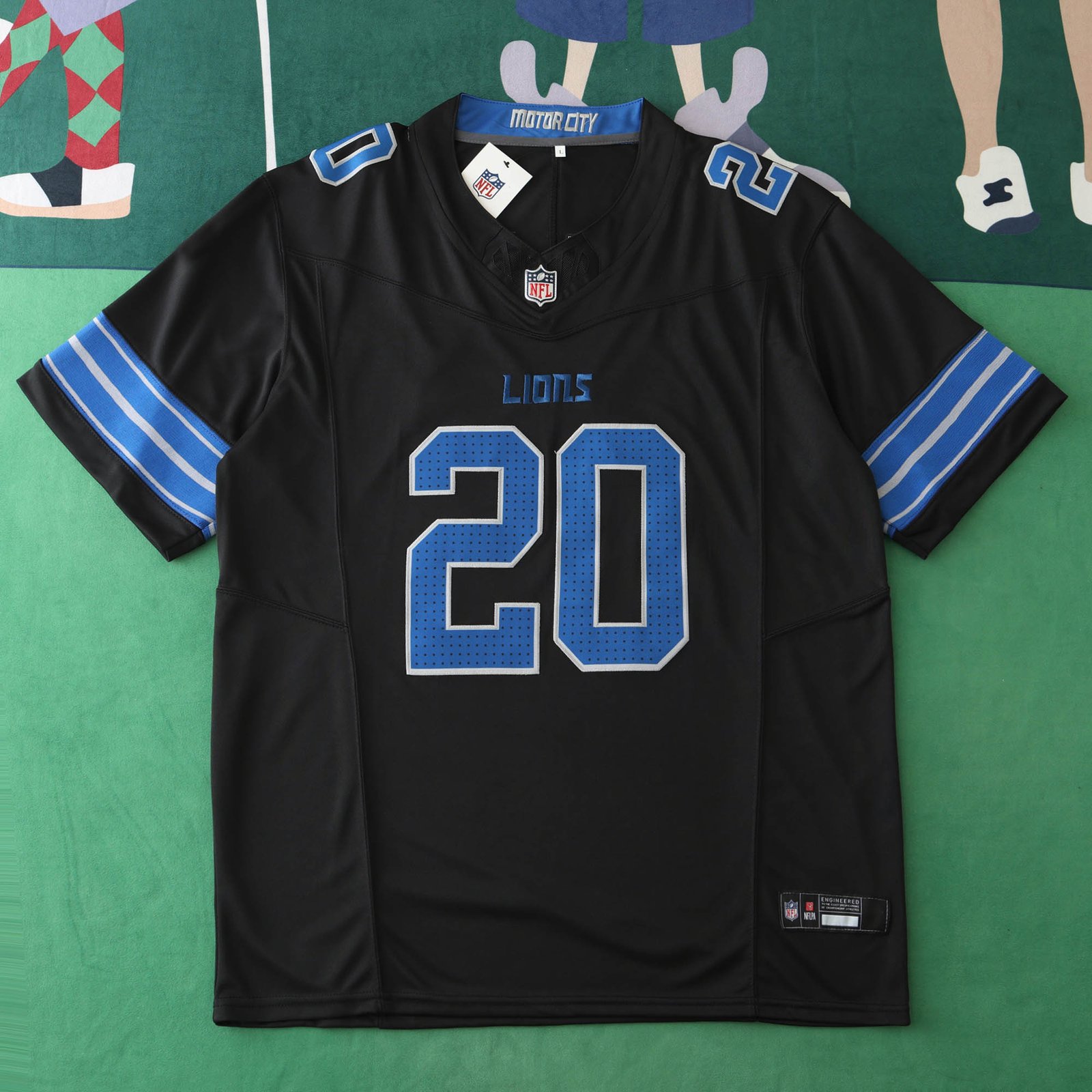 202638af31 2425 Detroit Lions black 3th generation 20#SANDERS - immagine 1