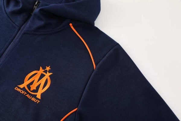 2425 Olympique de Marseille navy blue Hooded Long zipper jacket set – Image 8